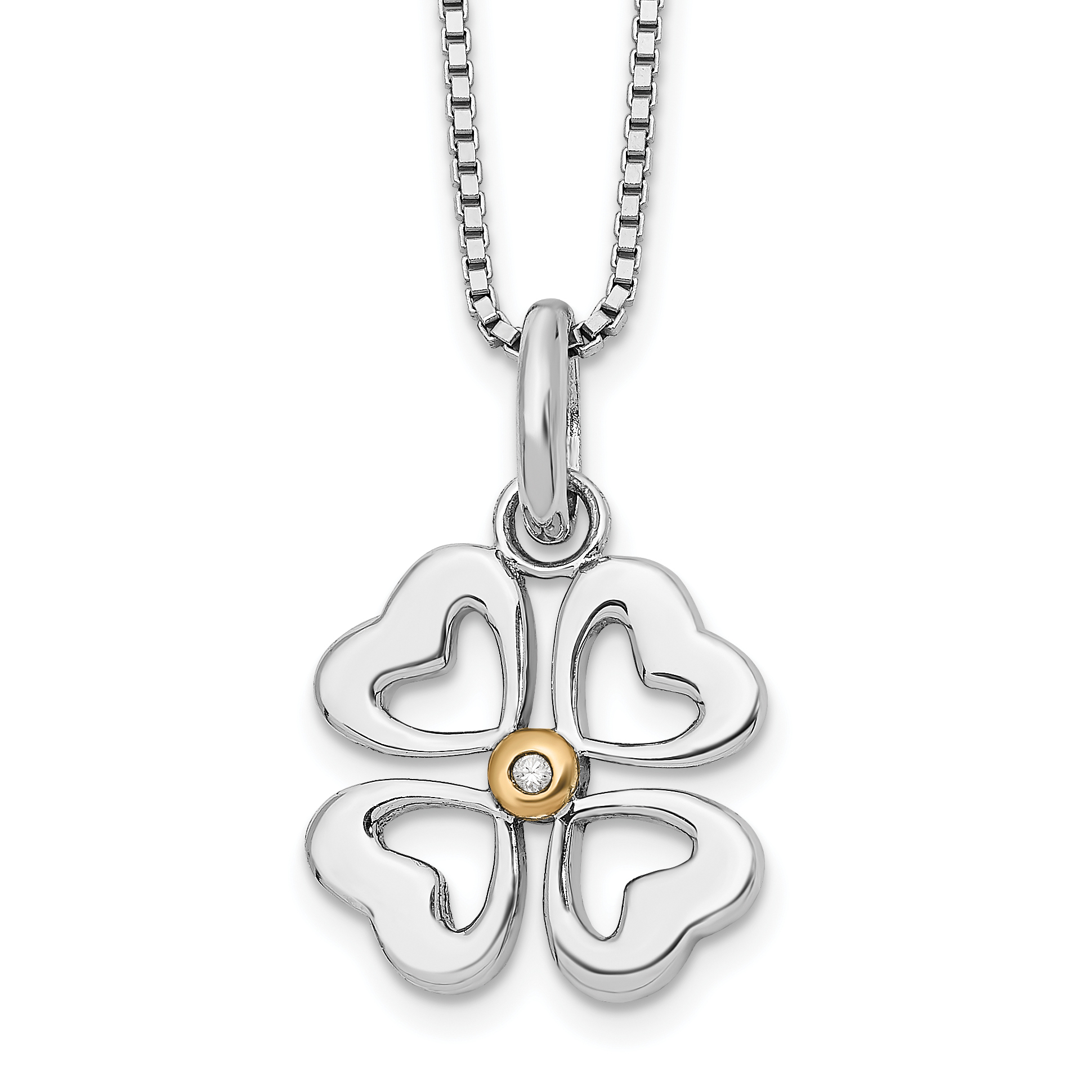 925 Sterling Silver Rh Gold-Tone 18 Inch Diamond Four Hearts Necklace, 2